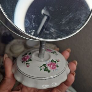 Floral Vanity Mirror with Silver Accents